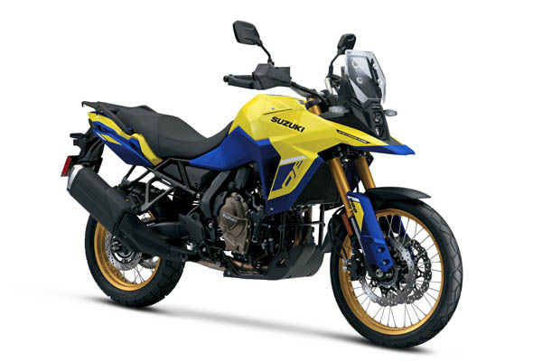 2023 Suzuki V-Strom 800 studio shot yellow and blue