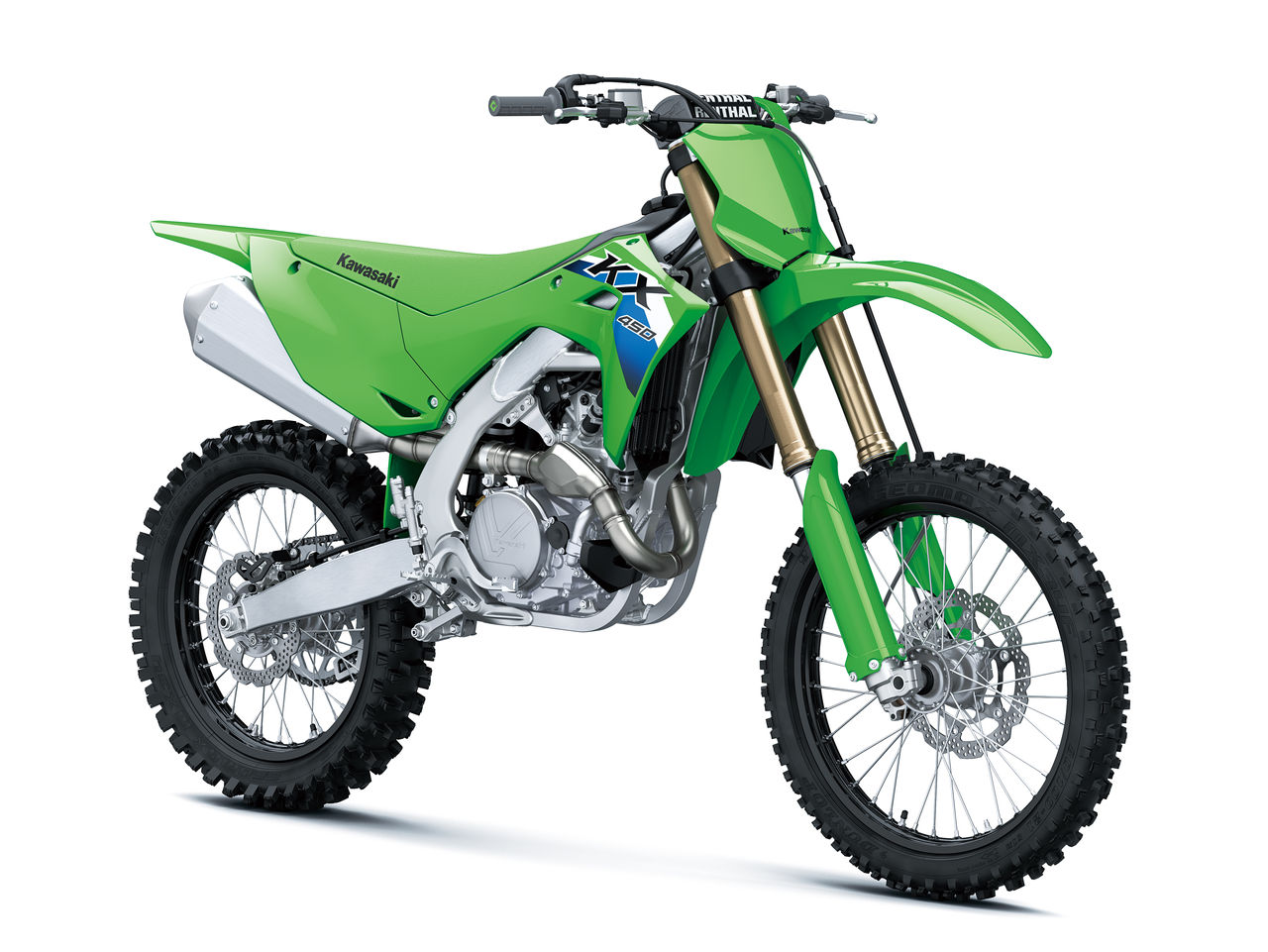 2026 Kawasaki KX450 motocross bike in lime green, performance MXGP race build.