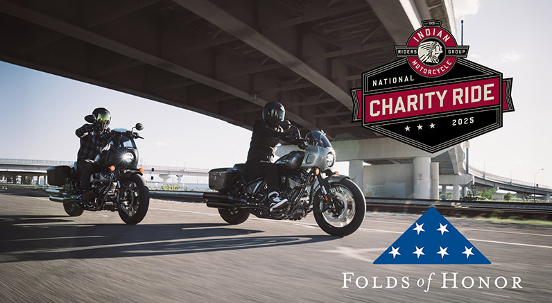 Indian Motorcycle National Charity Ride 2025 promotional banner supporting Folds of Honor.