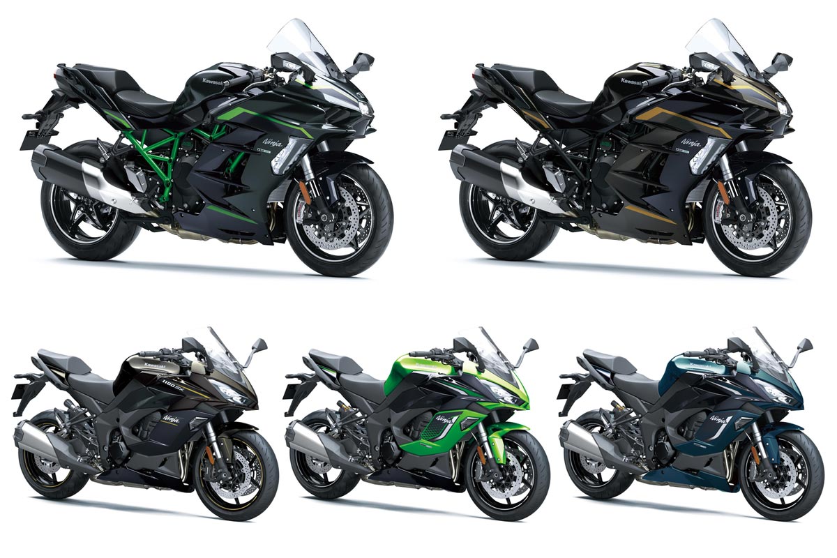 Kawasaki Ninja H2 SX, H2 SX SE, 1100SX, 1100SX SE in 2026 colour scheme