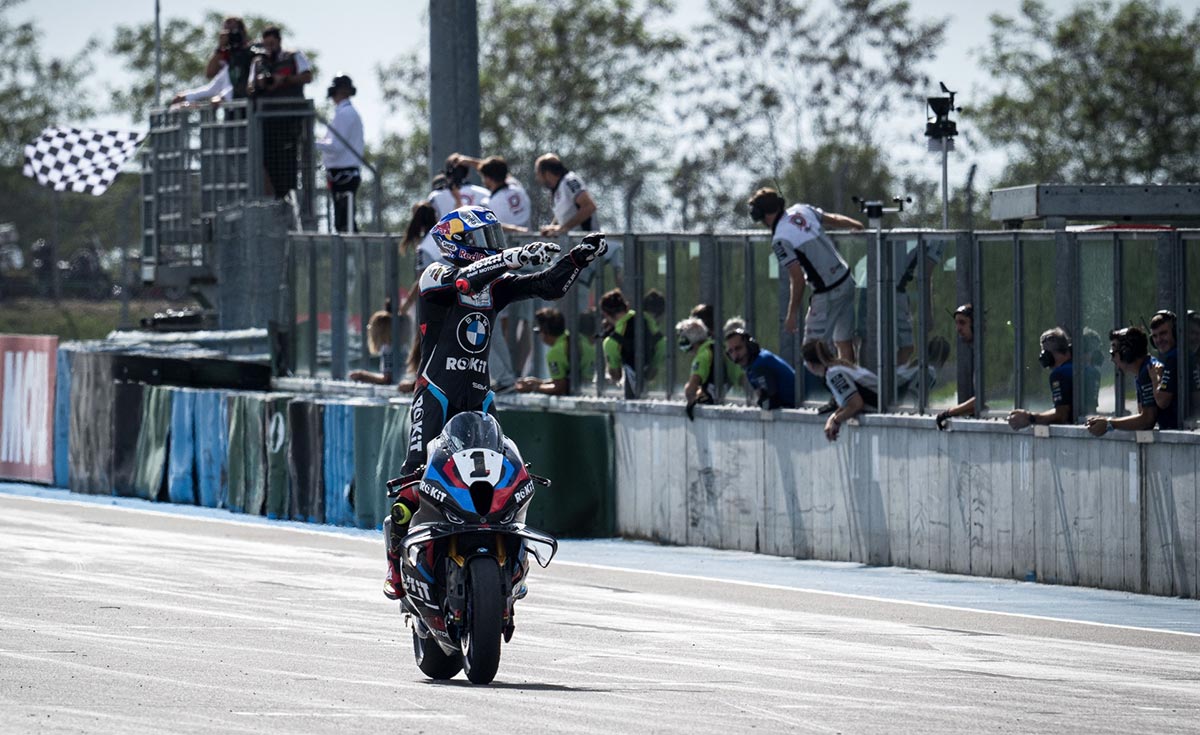 Toprak Razgatlioglu racing the BMW M 1000 RR during WorldSBK France 2025 at Magny-Cours