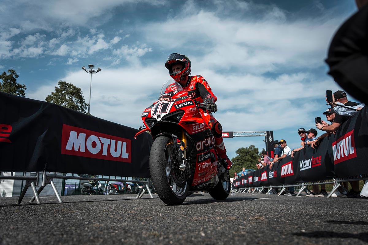 Nicolò Bulega riding the Aruba.it Racing Ducati during WorldSBK France 2025 at Magny-Cours