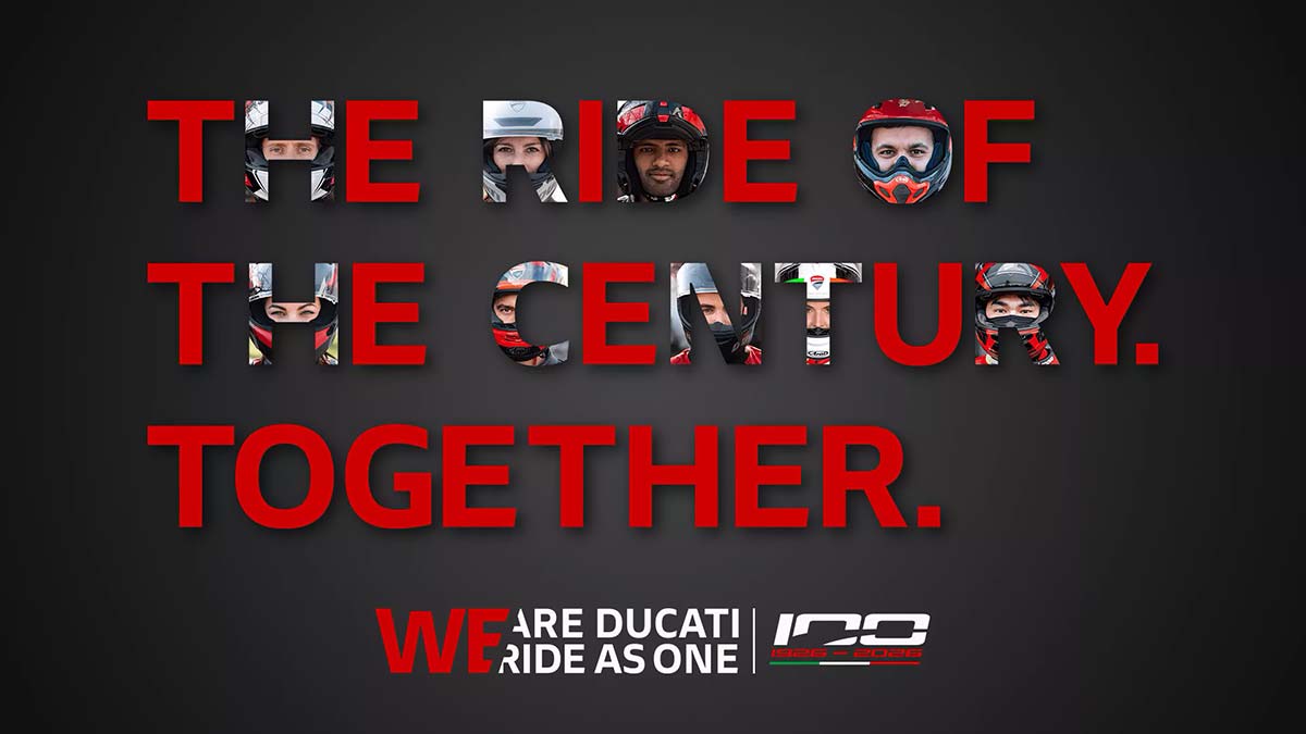 Ducati WeRideAsOne 2026 banner celebrating 100 years