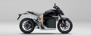 Honda WN7 electric motorcycle right side view on grey background